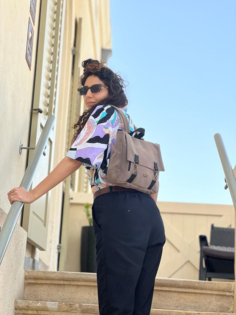 Suede-Like Jaffa Backpack/Side Bag