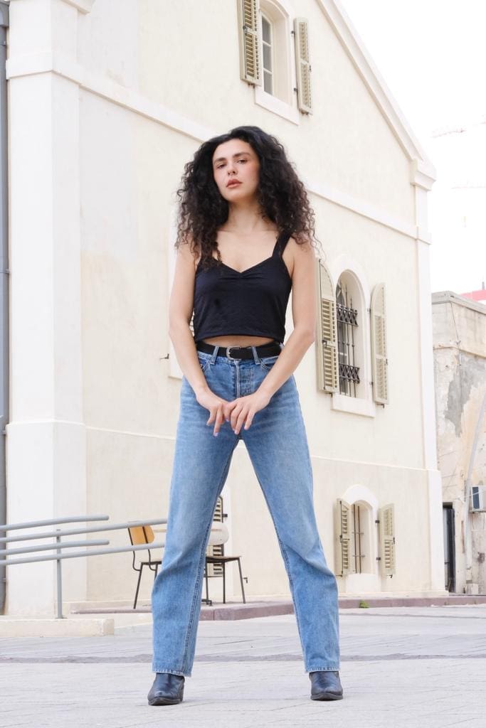 Elegant black cheval top