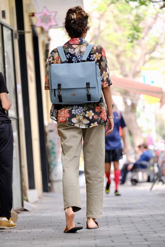 Light Blue Nubuck Large Jaffa Backpack/Side Bag