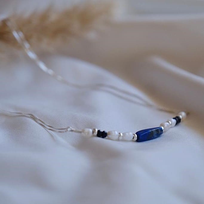 שרשרת צ'וקר 'BLUE' כסף 925 ופנינים