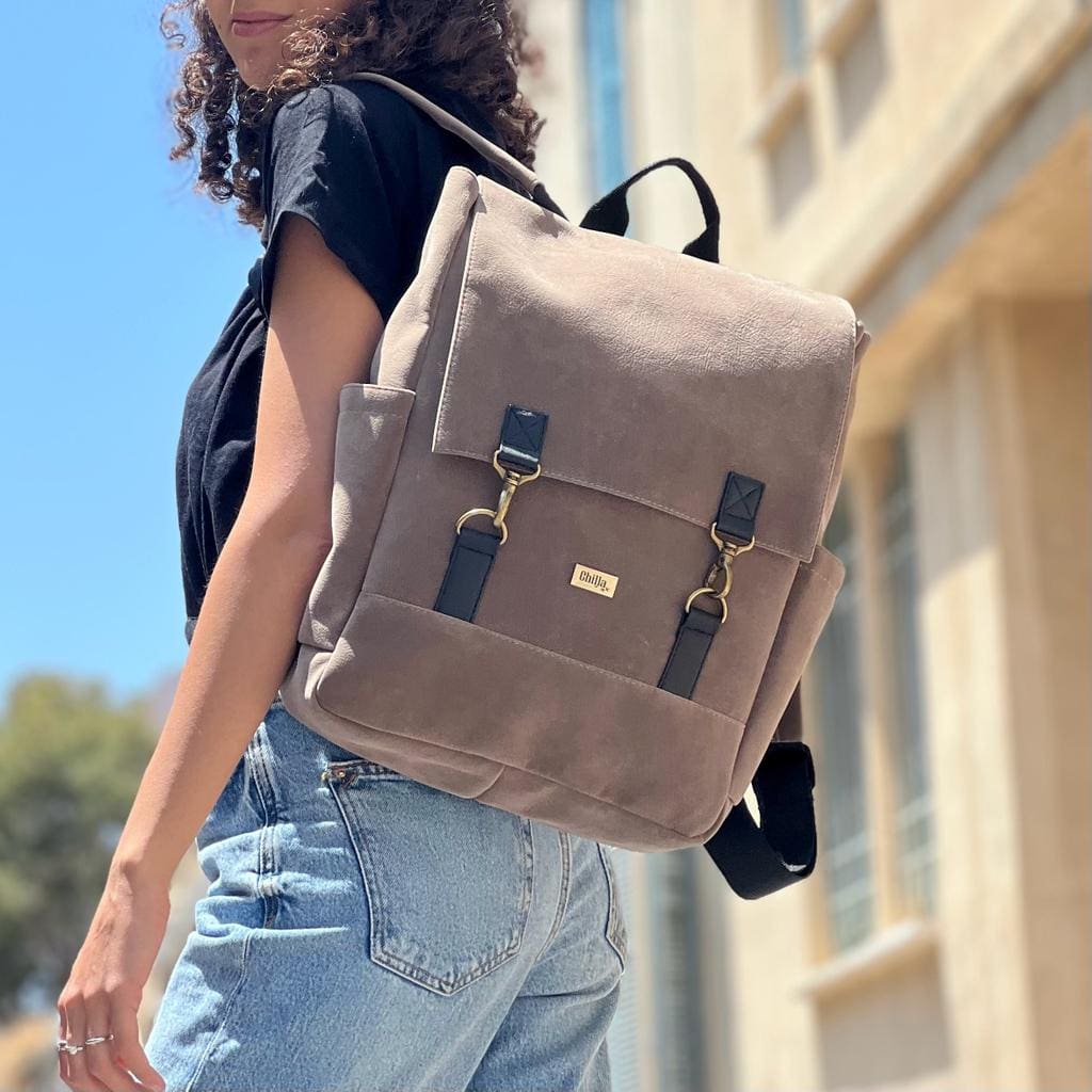 Brown Suede-like Unicorn Backpack