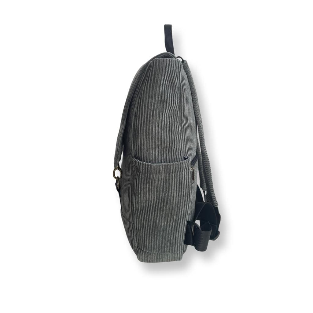 Gray-Green Corduroy Unicorn Backpack
