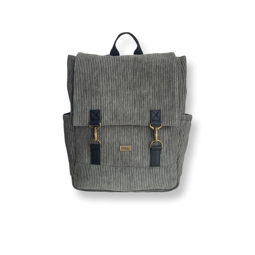 Gray-Green Corduroy Unicorn Backpack