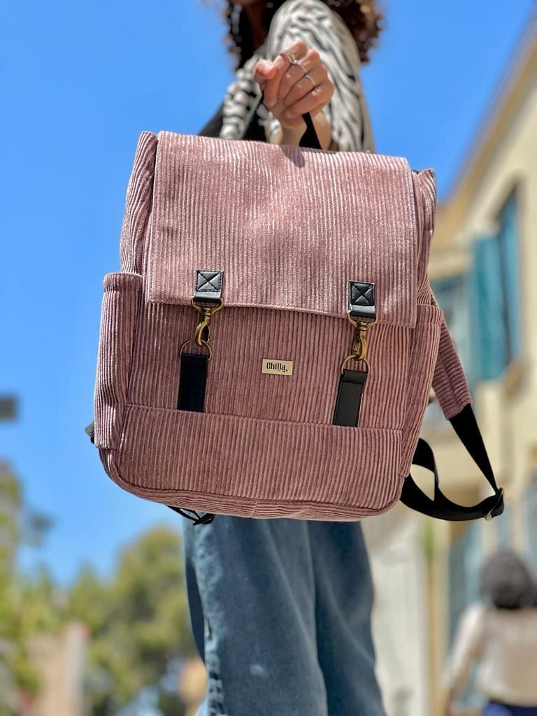 Antique Pink Corduroy Unicorn Backpack