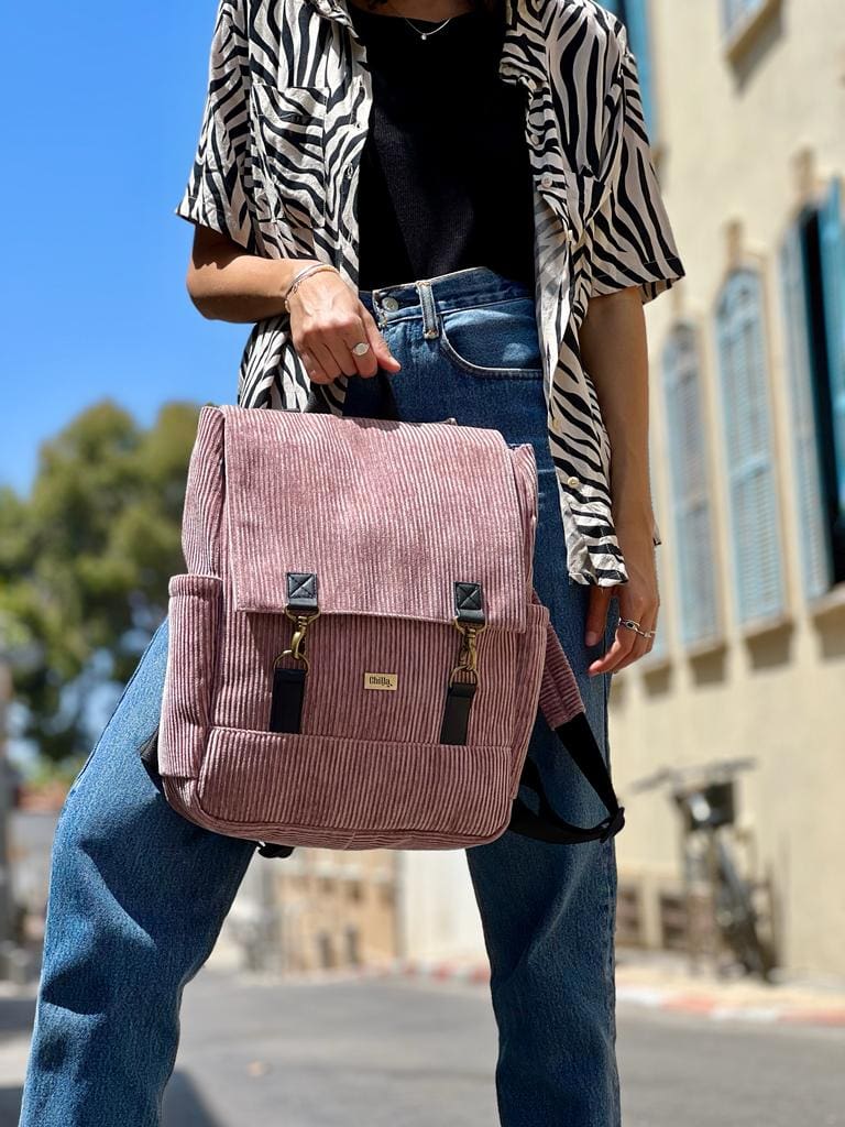 Antique Pink Corduroy Unicorn Backpack