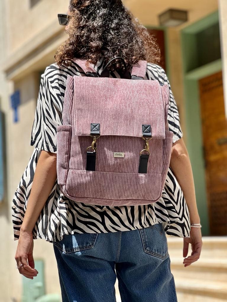 Antique Pink Corduroy Unicorn Backpack