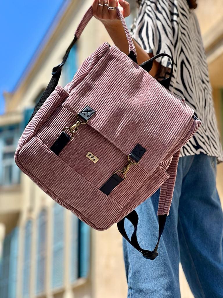 Antique Pink Corduroy Unicorn Backpack