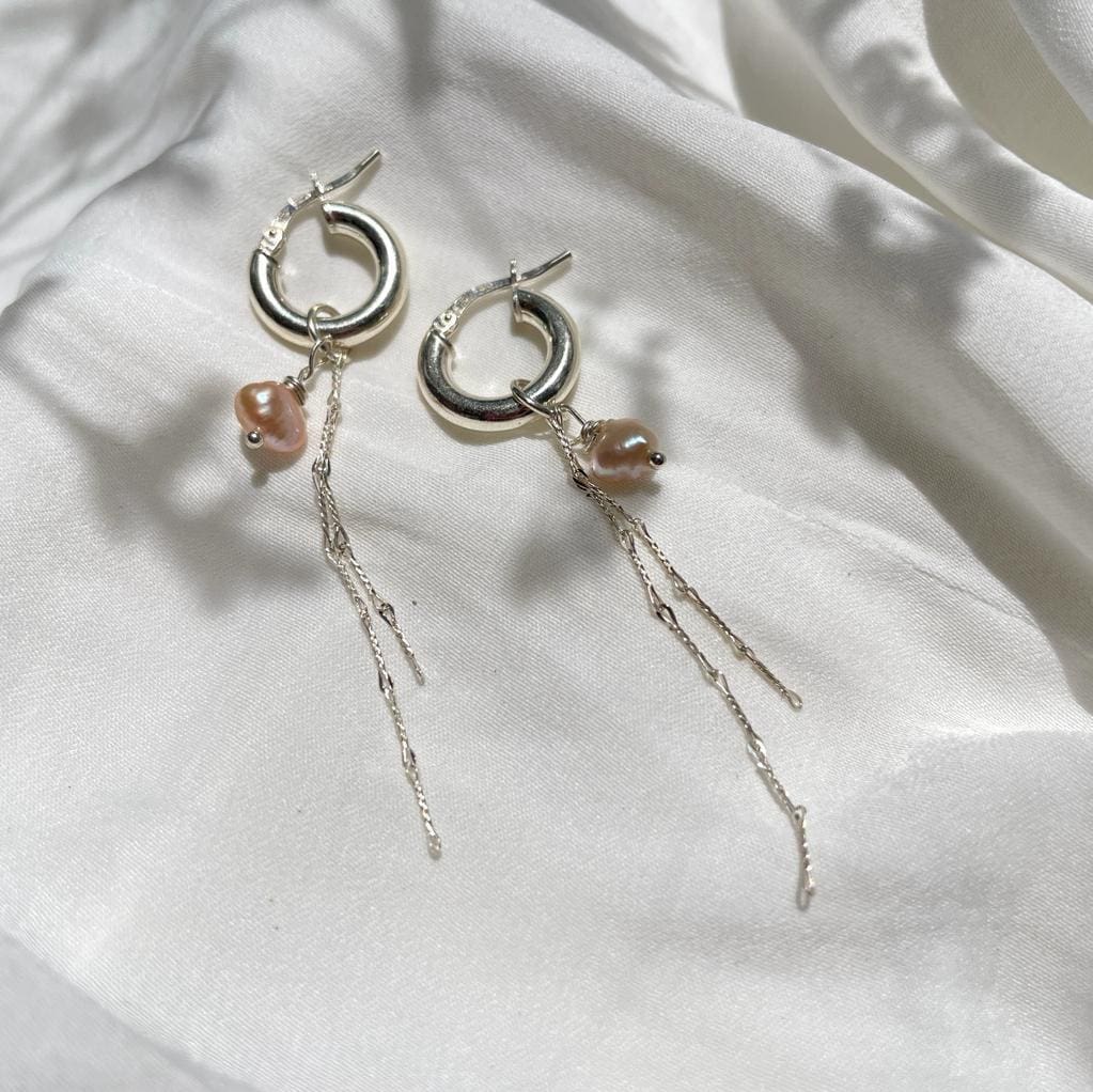 Earrings 'SHIRA' champagne pearl silver 925