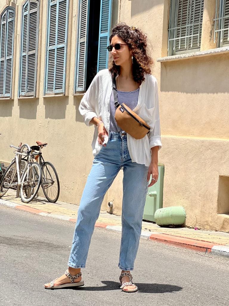 Camel Textured Leather Helga Fanny Pack