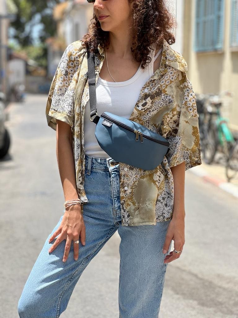 Blue-Turquoise Nubuck-Like Helga Fanny Pack