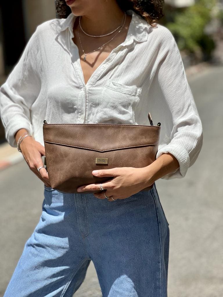 תיק קלאץ' חום