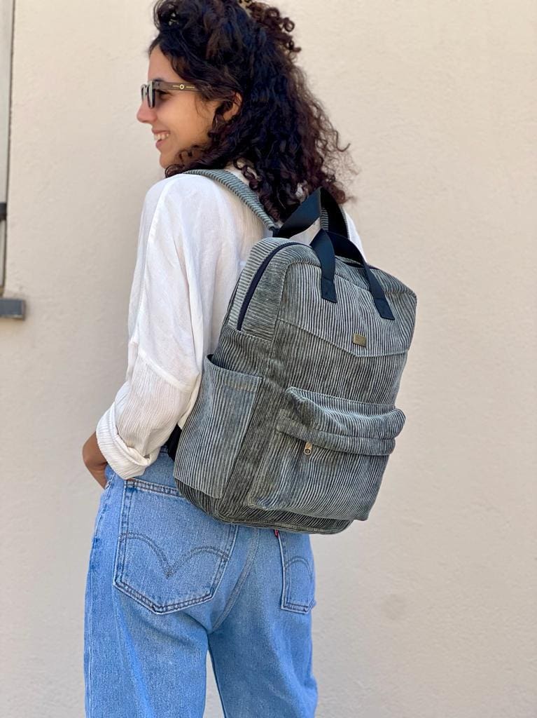 Gray-Green Corduroy NOAH Backpack