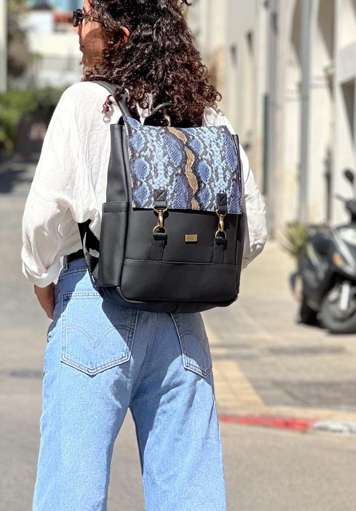 Black & Snakeskin Unicorn Backpack