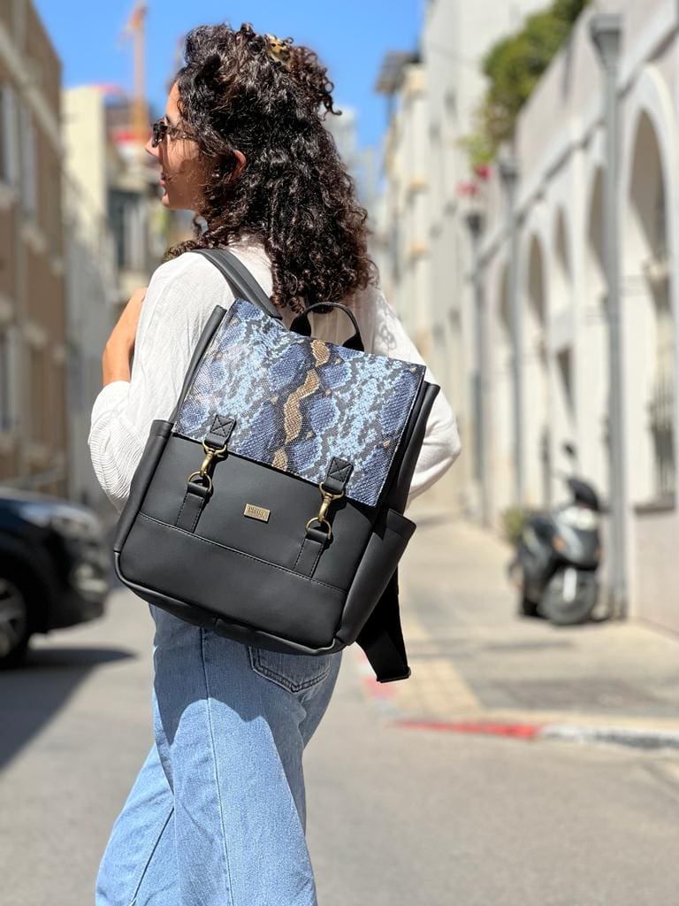 Black & Snakeskin Unicorn Backpack