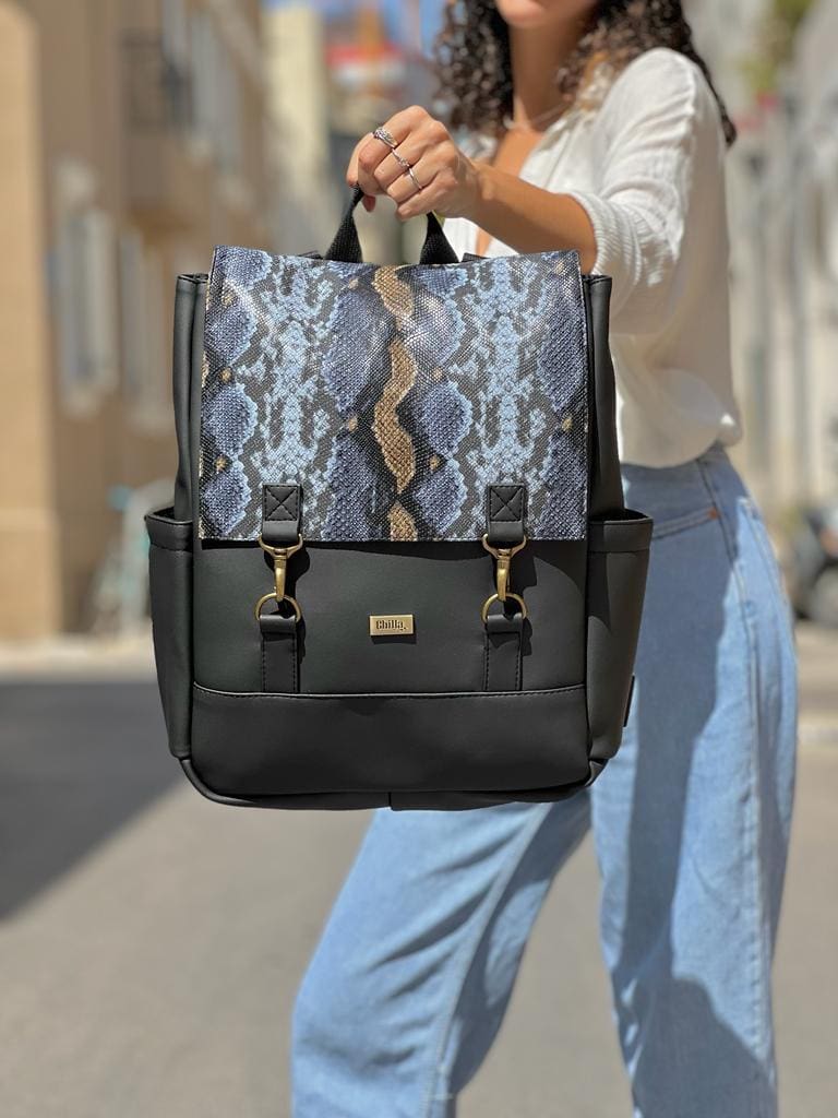 Black & Snakeskin Unicorn Backpack