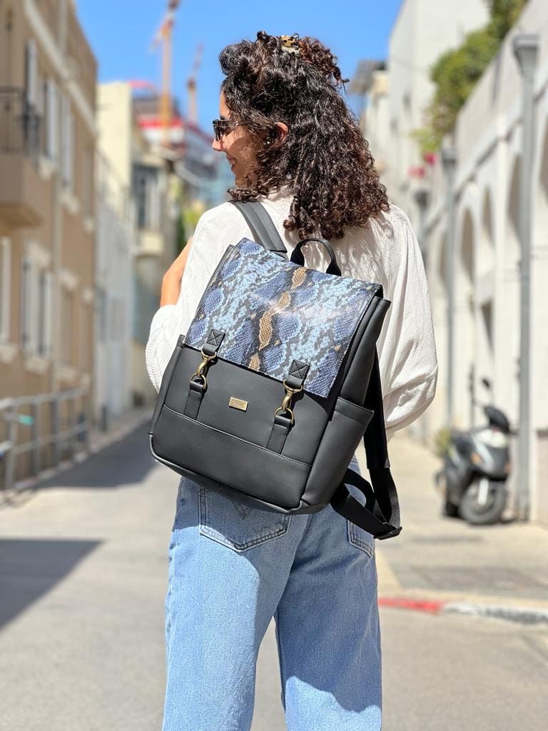 Black & Snakeskin Unicorn Backpack