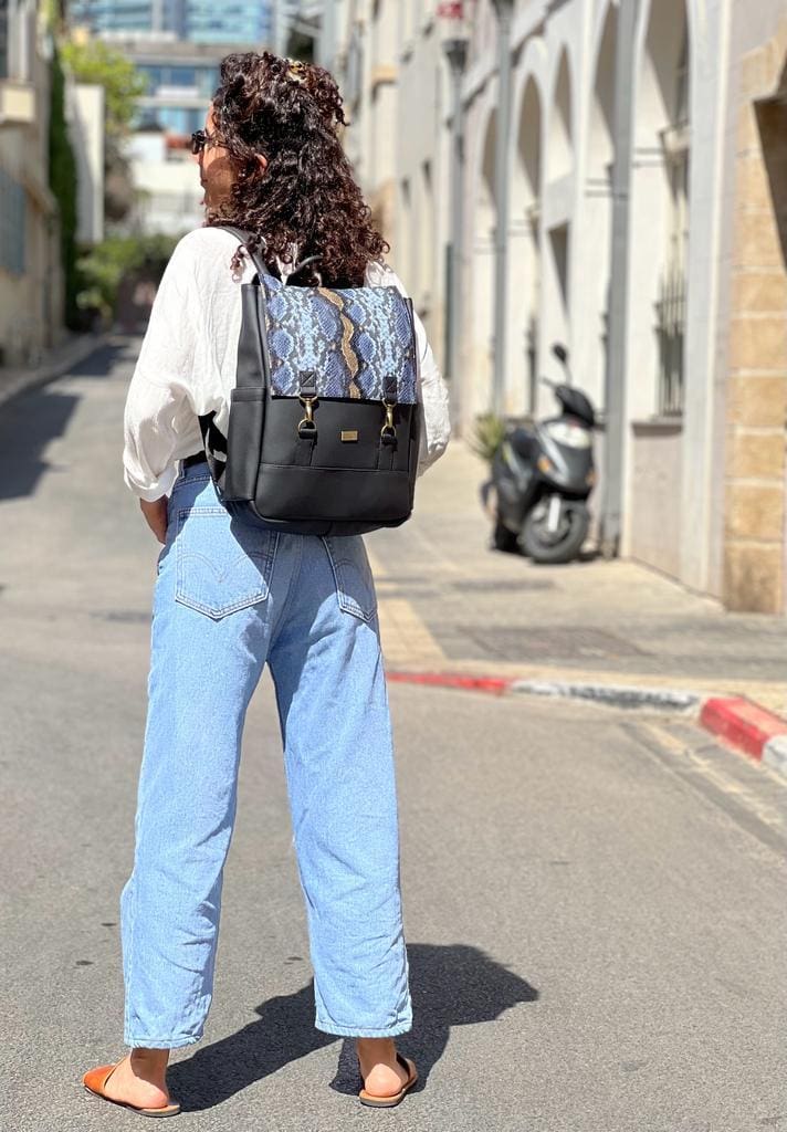 Black & Snakeskin Unicorn Backpack