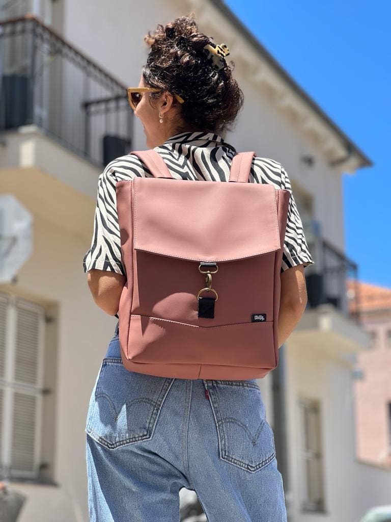 Antique Pink Leather-Like Medium Students Backpack