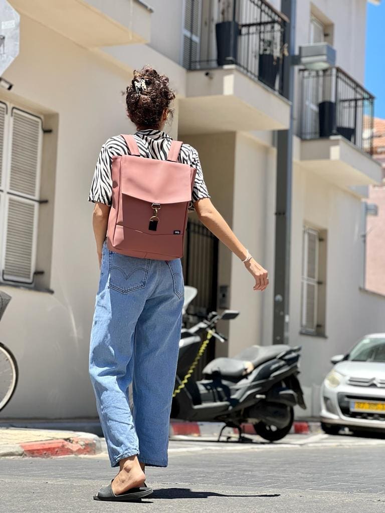 Antique Pink Leather-Like Medium Students Backpack