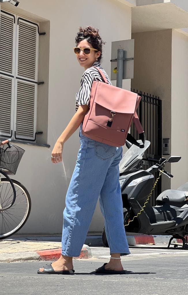 Antique Pink Leather-Like Medium Students Backpack