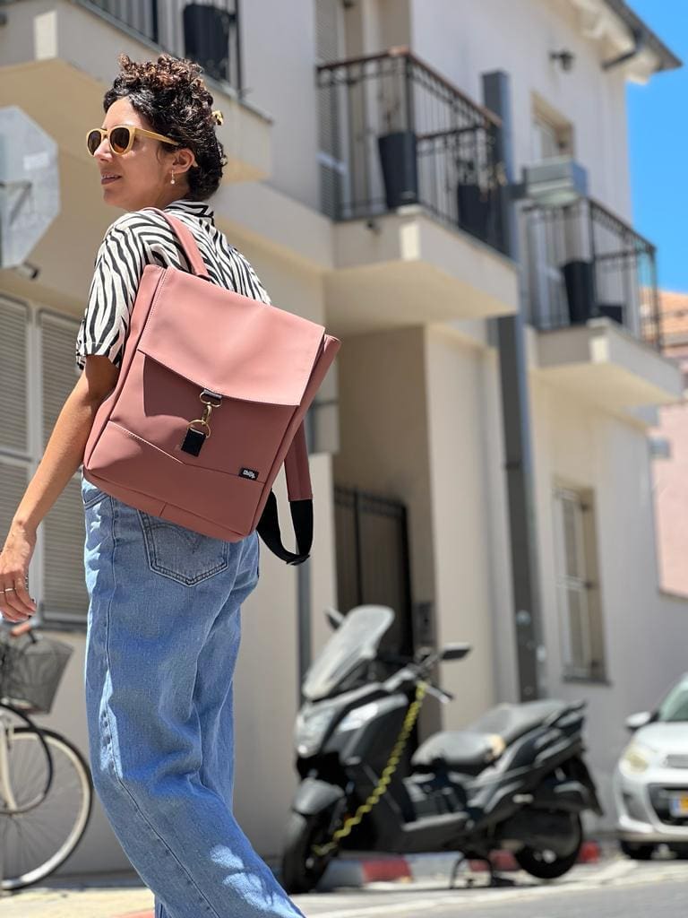 Antique Pink Leather-Like Medium Students Backpack