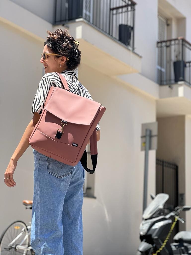 Antique Pink Leather-Like Medium Students Backpack