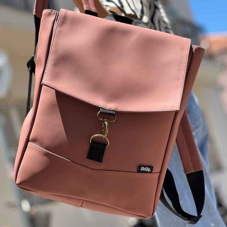 Antique Pink Leather-Like Medium Students Backpack