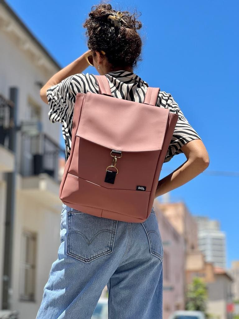 Antique Pink Leather-Like Medium Students Backpack