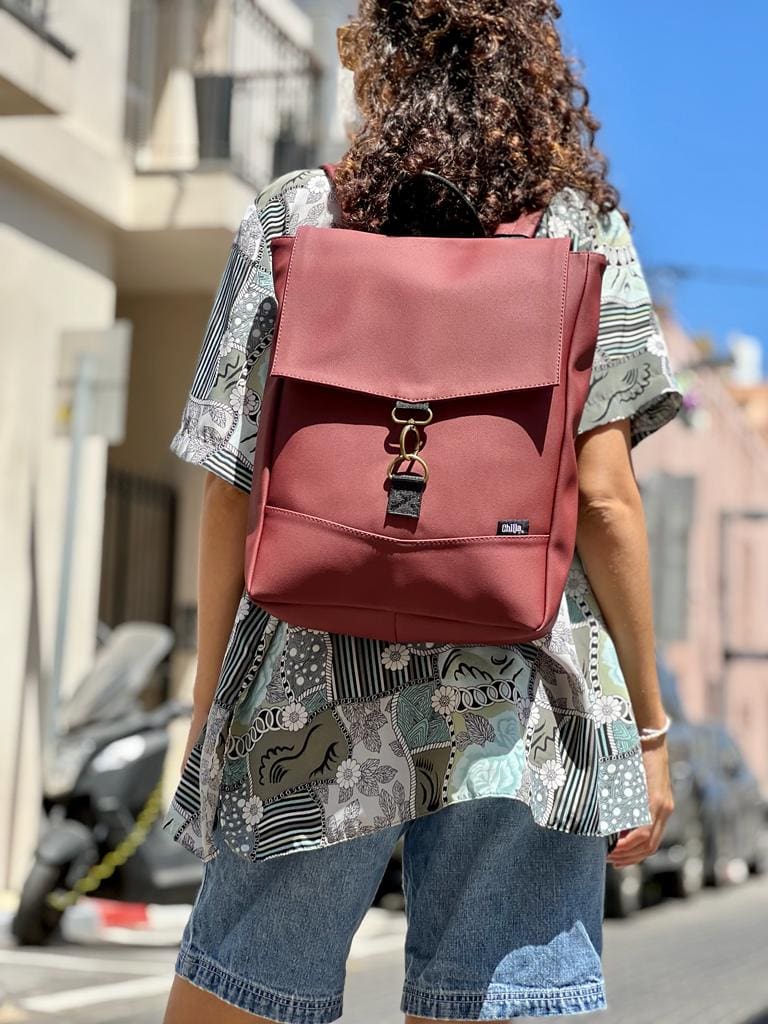 Burgundy Leather-like Medium Students Backpack