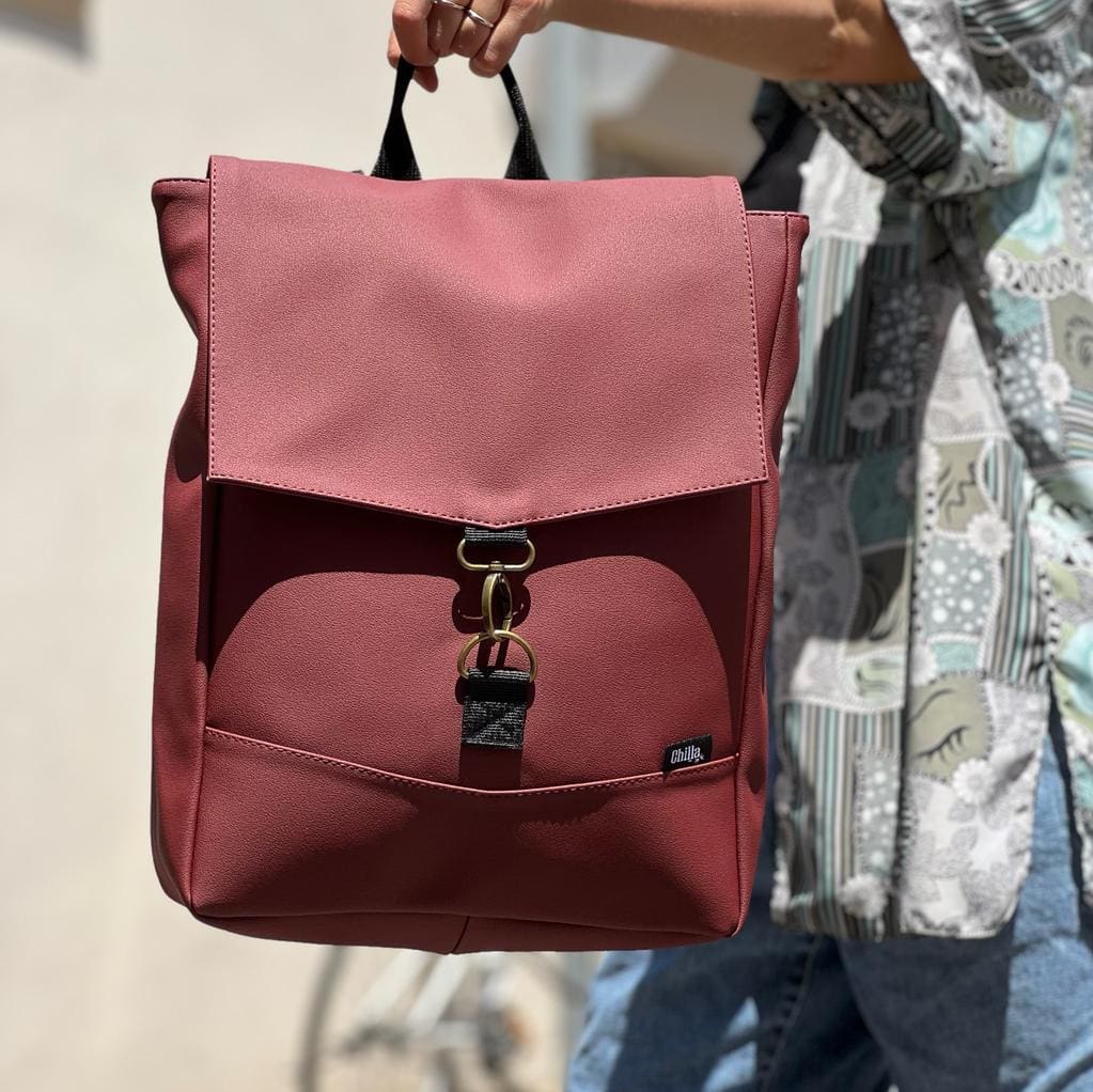 Burgundy Leather-like Medium Students Backpack