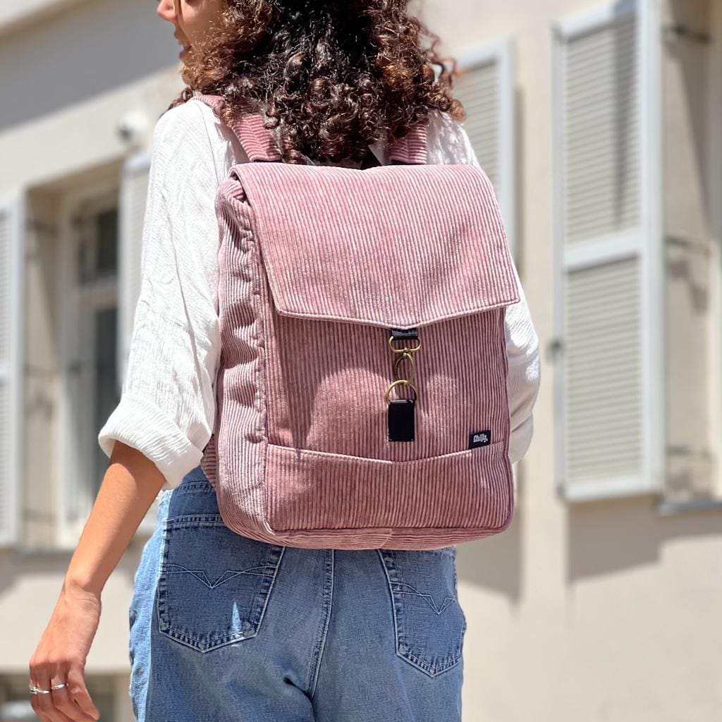 Antique Pink Corduroy Medium Students Backpack