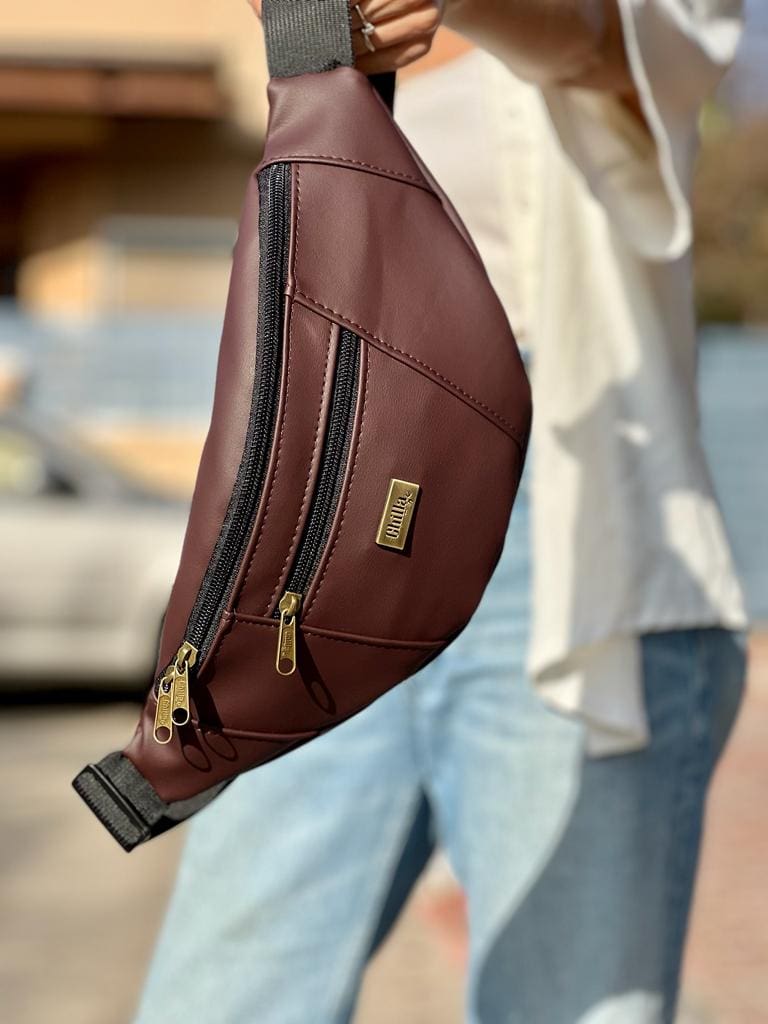 Purple-Brown Leather-Like Large Roni Fanny Pack