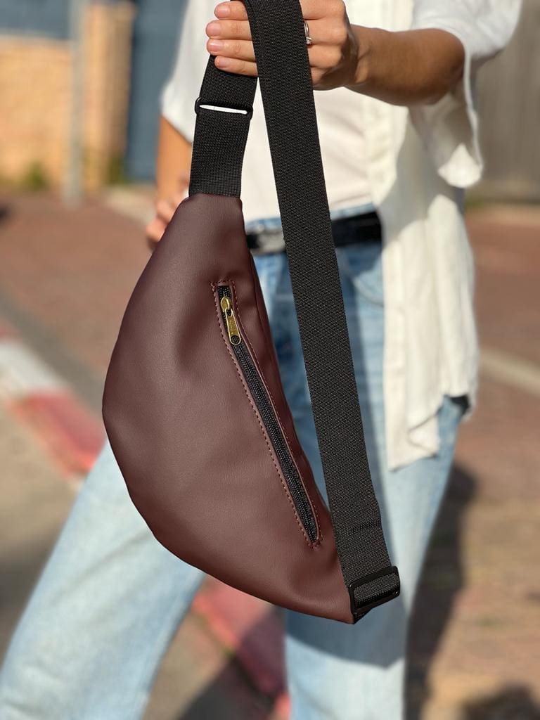 Purple-Brown Leather-Like Large Roni Fanny Pack