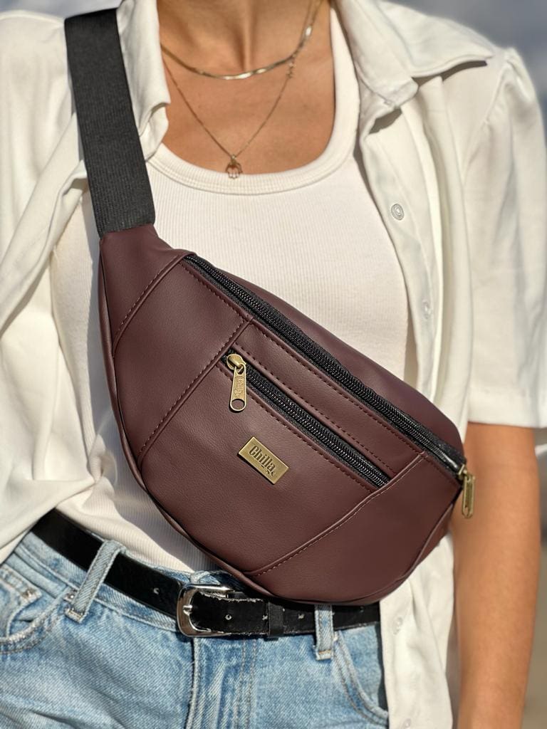 Purple-Brown Leather-Like Large Roni Fanny Pack