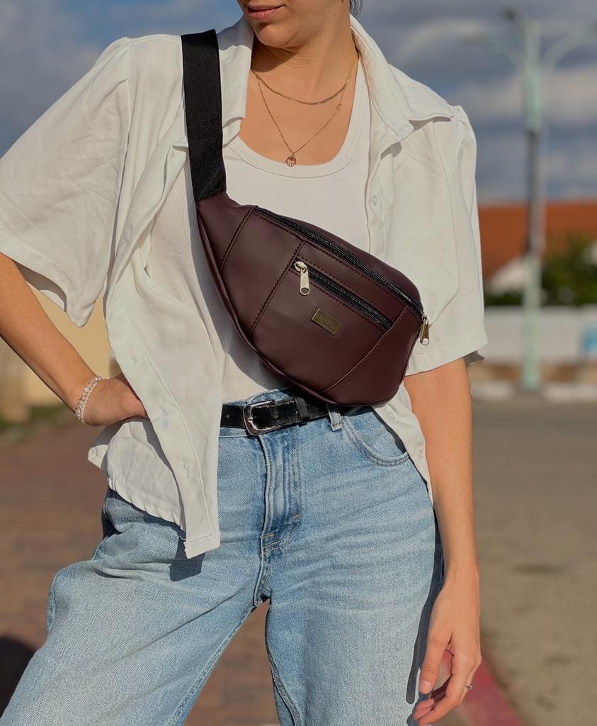 Purple-Brown Leather-Like Large Roni Fanny Pack