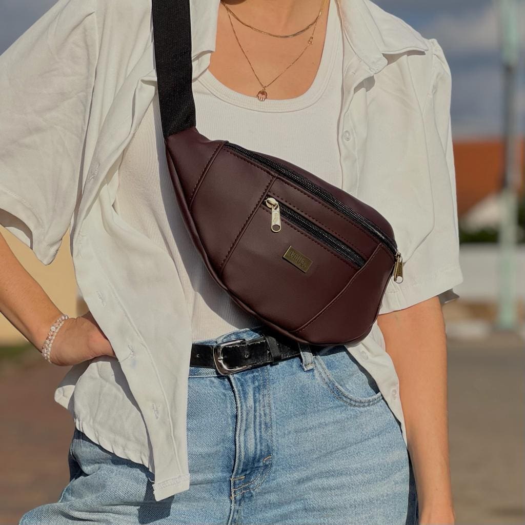 Purple-Brown Leather-Like Large Roni Fanny Pack
