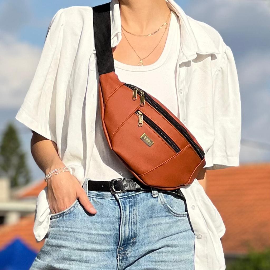 Orange Leather-Like Large Roni Fanny Pack