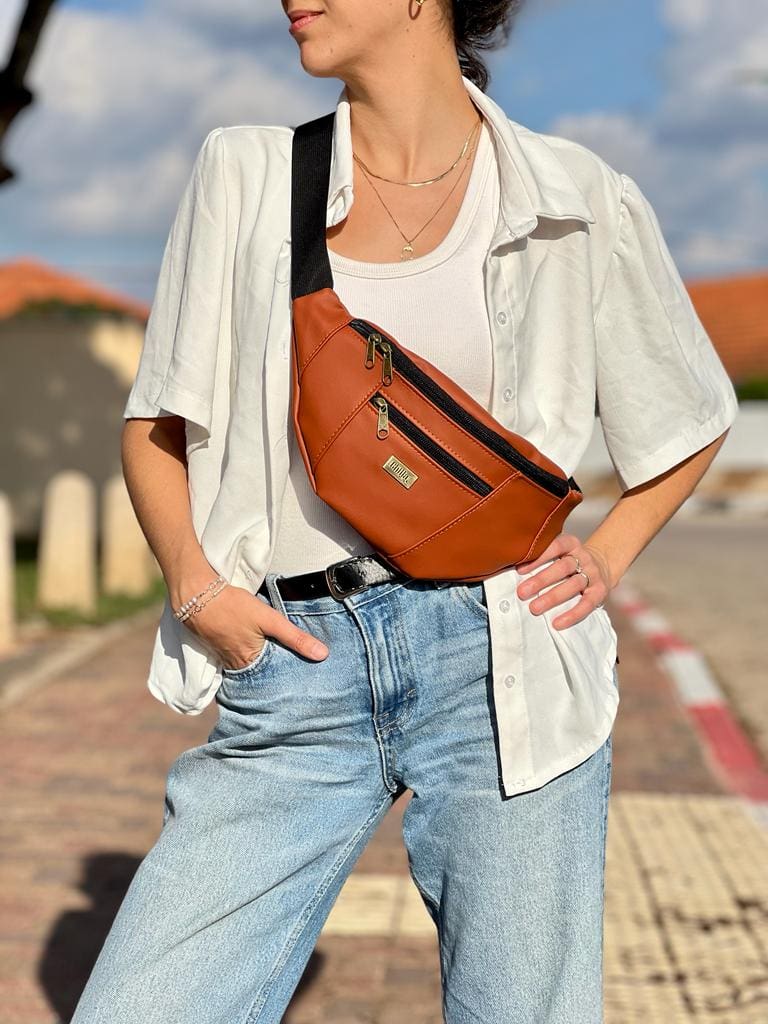 Orange Leather-Like Large Roni Fanny Pack