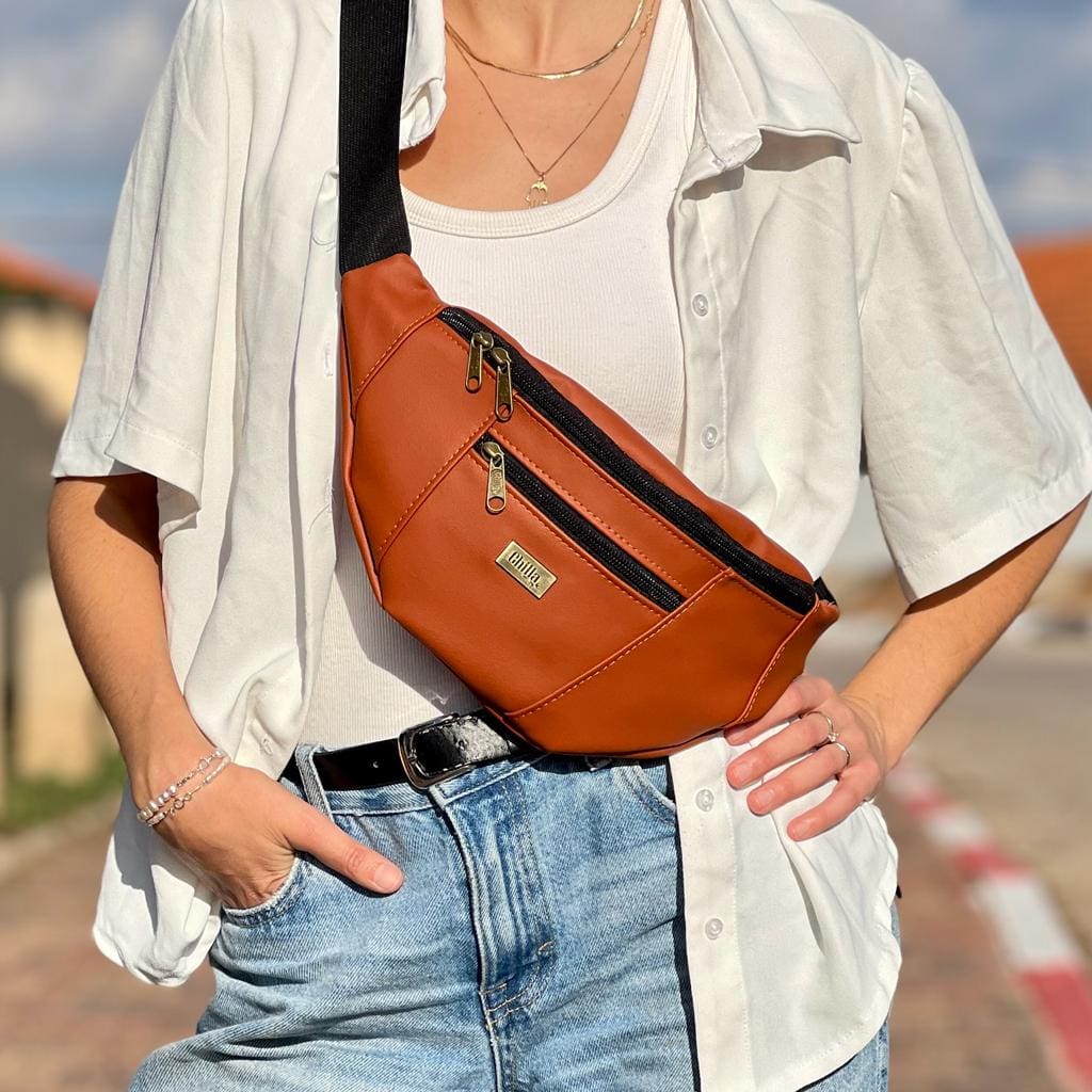 Orange Leather-Like Large Roni Fanny Pack