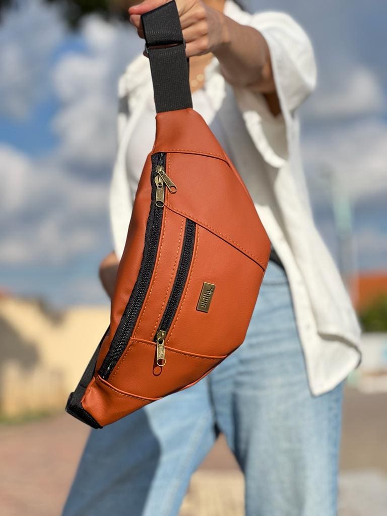 Orange Leather-Like Large Roni Fanny Pack