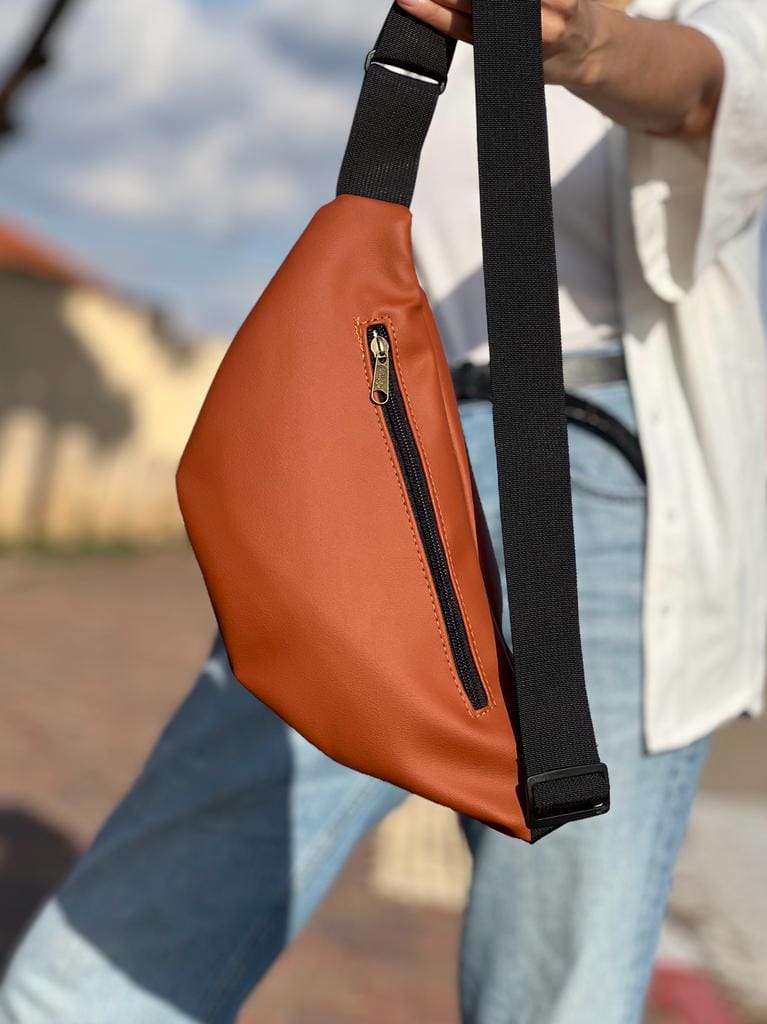 Orange Leather-Like Large Roni Fanny Pack