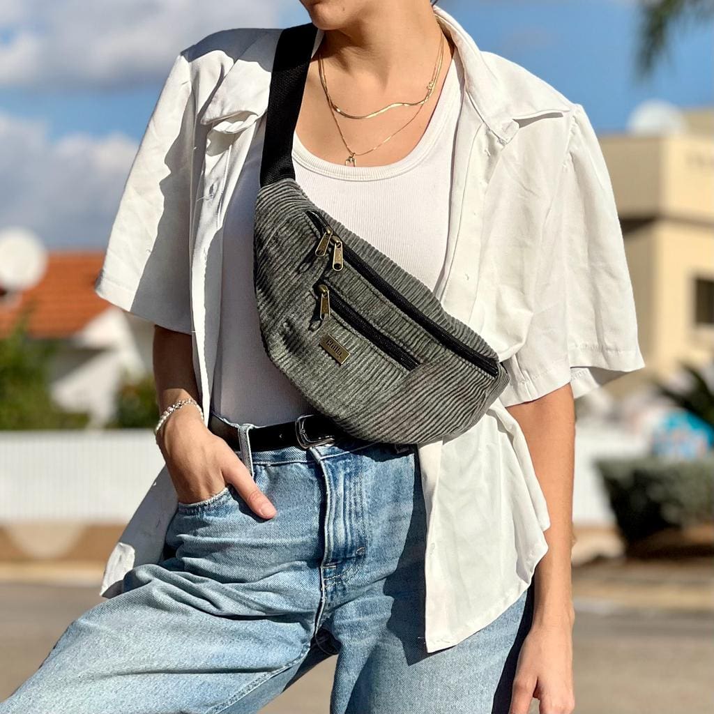 Green-Gray Corduroy Large Roni Fanny Pack