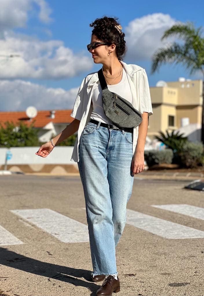 Green-Gray Corduroy Large Roni Fanny Pack