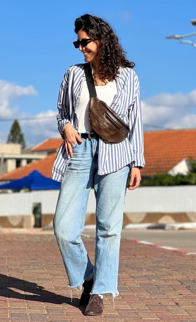 New Brown Leather-Like Large Roni Fanny Pack