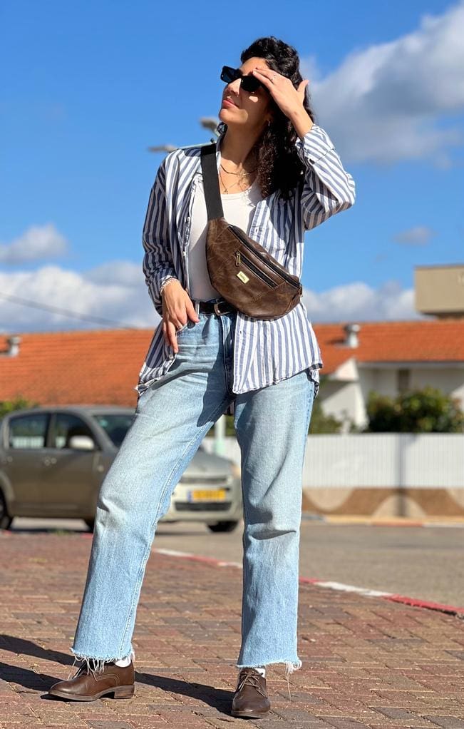 New Brown Leather-Like Large Roni Fanny Pack