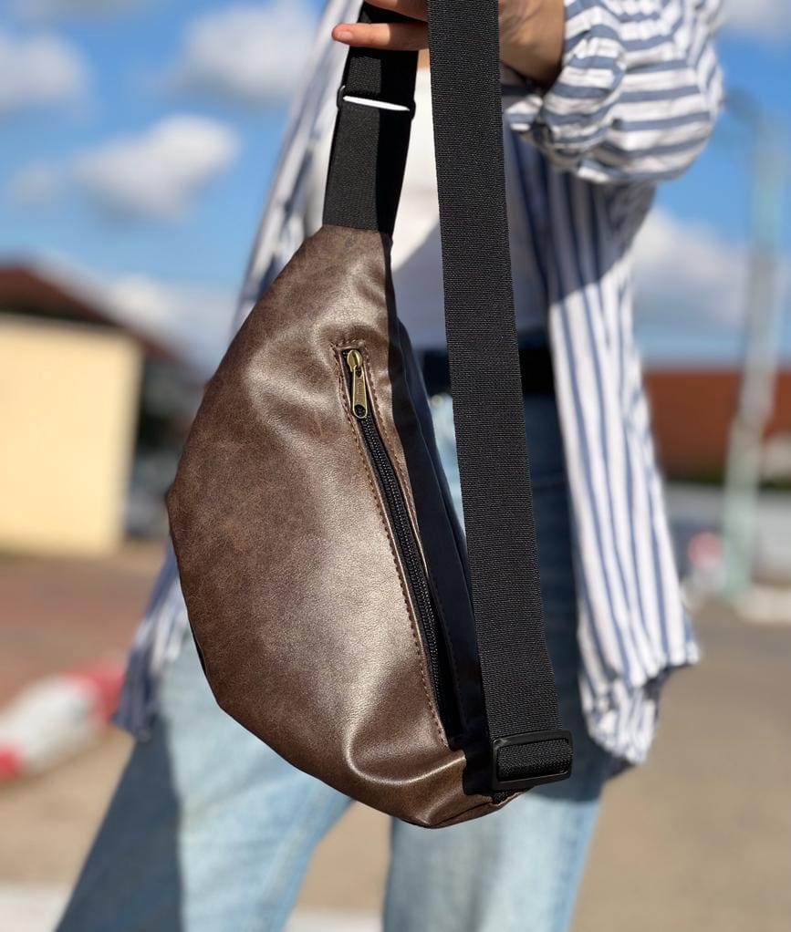 New Brown Leather-Like Large Roni Fanny Pack