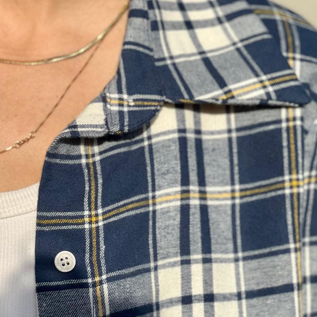 Flannel plaid button-down shirt