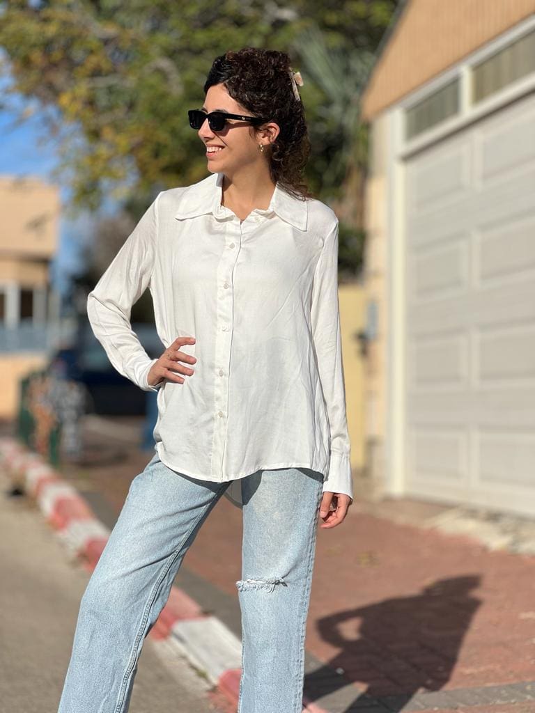 White soft viscose button-down shirt
