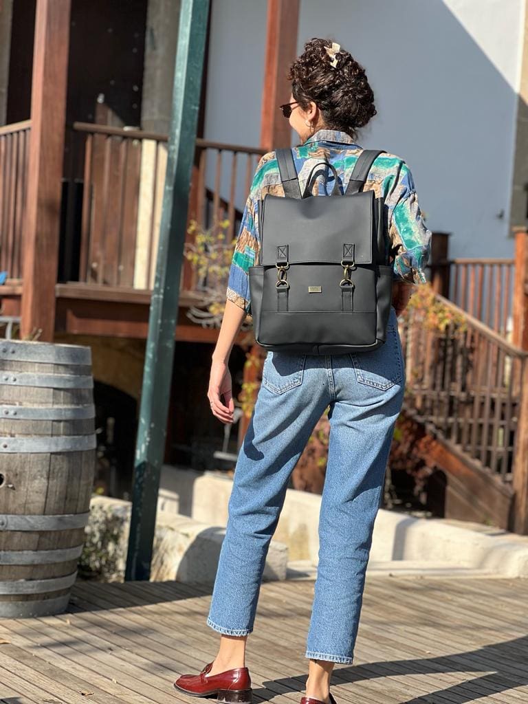 Black Leather-like Unicorn Backpack