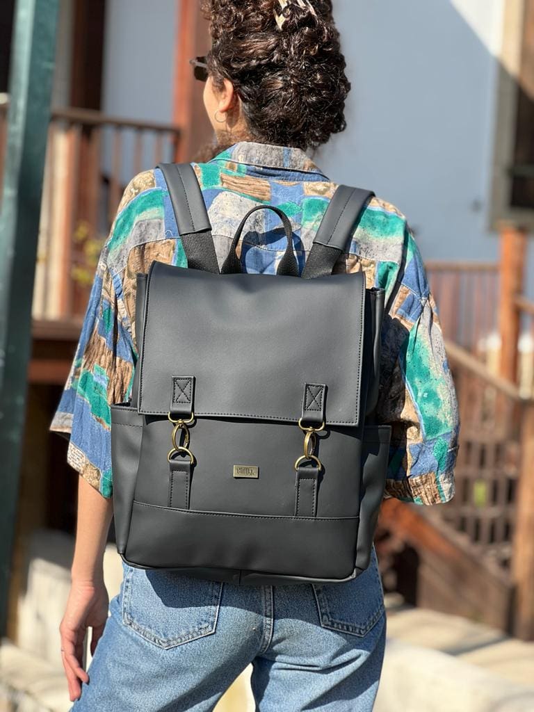 Black Leather-like Unicorn Backpack